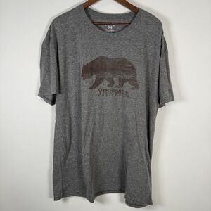 Men's Distressed T-Shirt Yosemite National Park, Size XXL Grey Maroon
